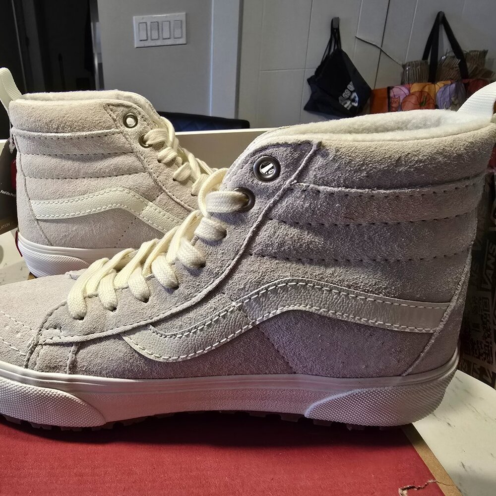 Vans Sk8-Hi MTE-1 Marshmallow SUEDE Gray Grey Women's Size 7 Shoes Boots NEW